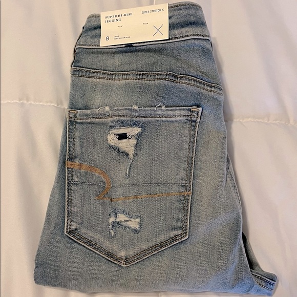 American eagle High Rise Jegging destroyed denim NEW - Picture 2 of 4